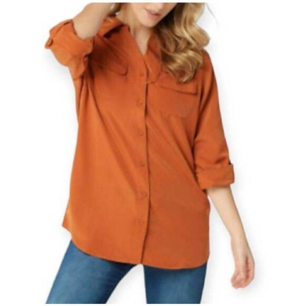D & CO. BURNT ORANGE BUTTON DOWN SHIRT SZ.M EUC.